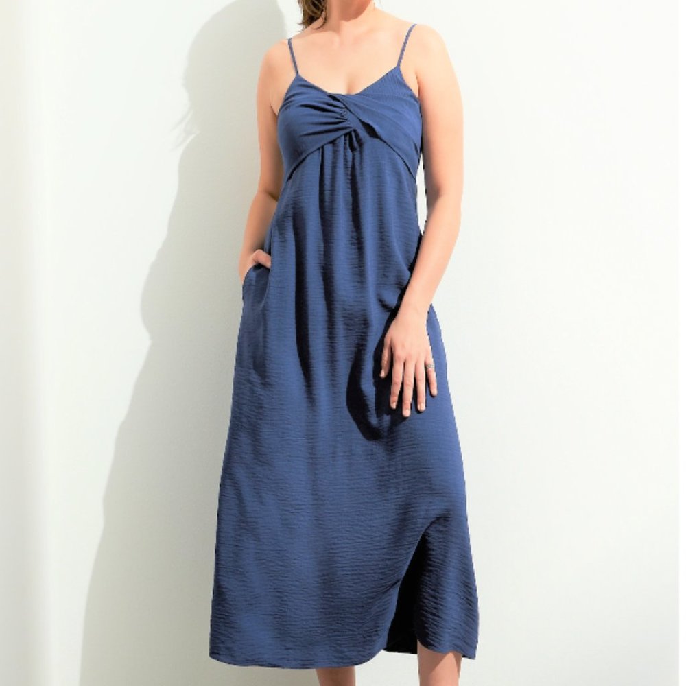 NWT BanRep Twisted Bodice Maxi Dress S Blue F766